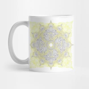 Sunny Doodle Mandala in Yellow & Grey Mug